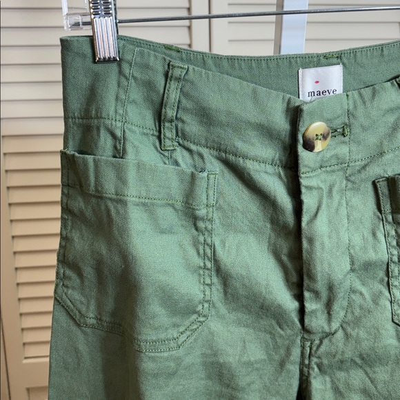 Anthropologie MAEVE The Colette Green Wide Leg Cropped Hi Rise Pants 28 Petite - Picture 6 of 12